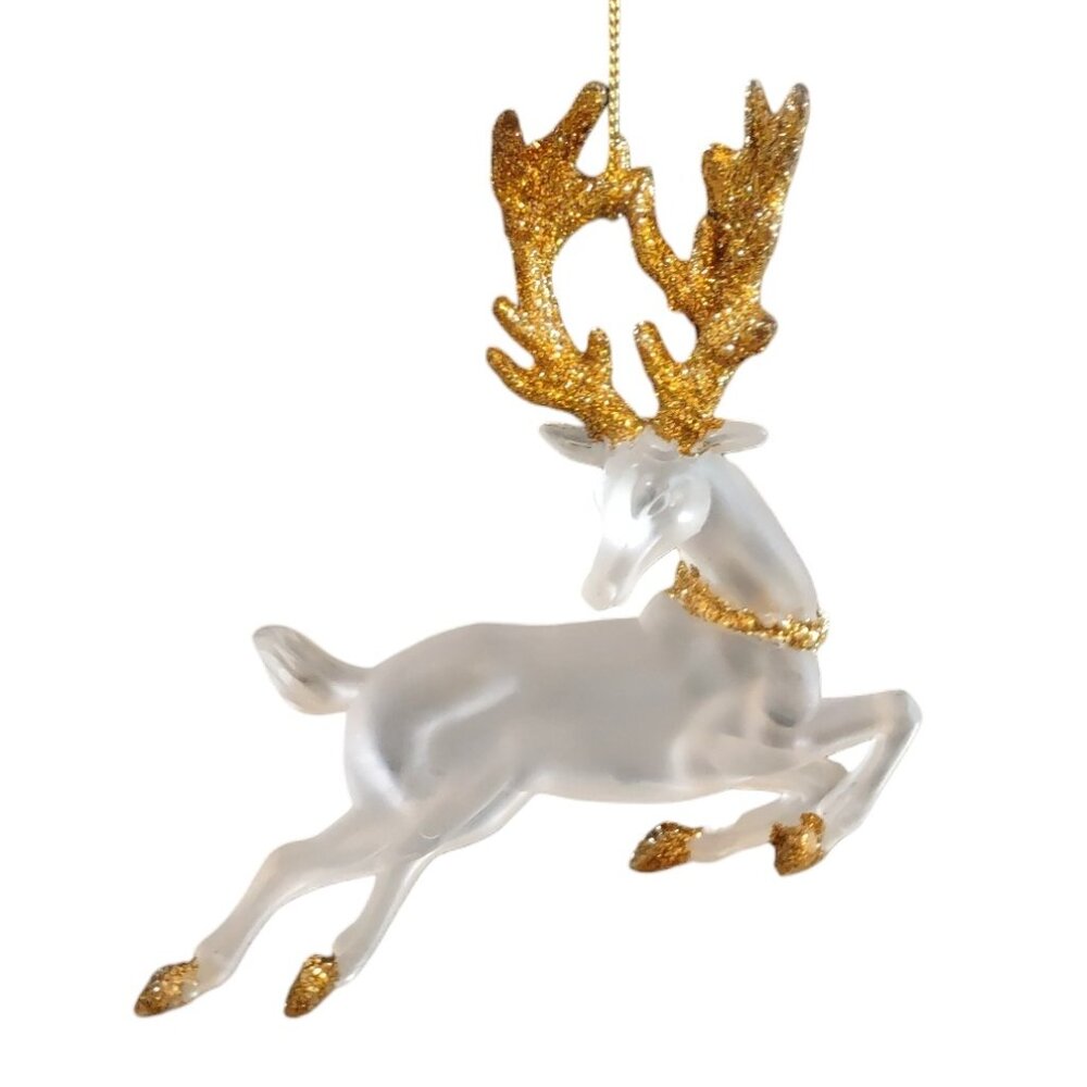 Frosted Reindeer with Gold Glitter Antlers & Hooves